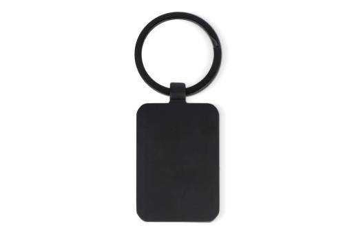 Bamboo and metal keychain rectangle Black