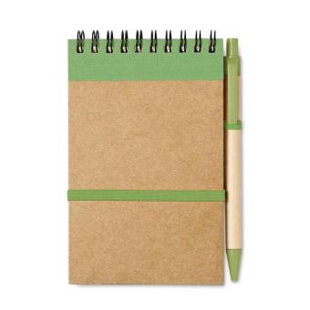 SONORA A6 recycled notepad with pen Lime