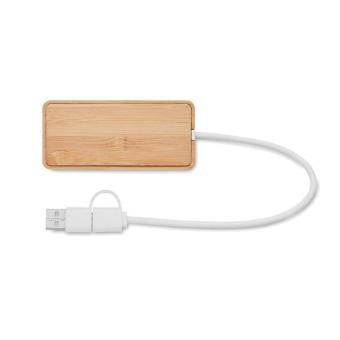 HUBBAM 3 Port USB Hub Holz