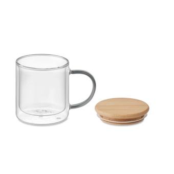 FARBI Double wall borosilicate mug Transparent grey