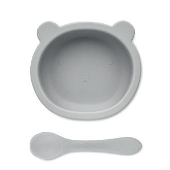 MYMEAL Silicone spoon, bowl baby set Convoy grey