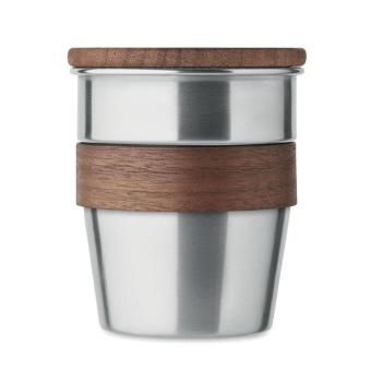 WALNUT Single wall tumbler 350 ml Flat silver