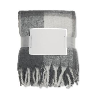 QUET Karierte Mohair-Decke Grau