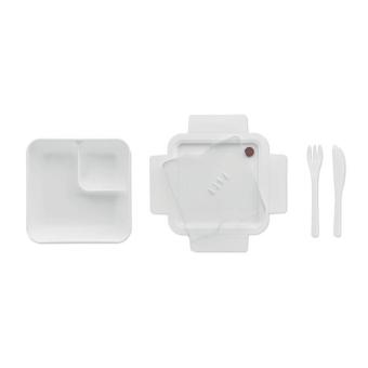 SATURDAY Lunch box with cutlery 600ml White