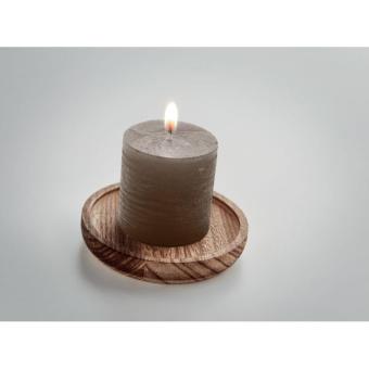 PENTAS Candle on round wooden base Convoy grey