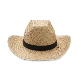 TEXAS Natural straw cowboy hat Black