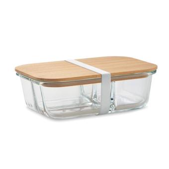 TUNDRA 3 Glass lunch box with bamboo lid Transparent