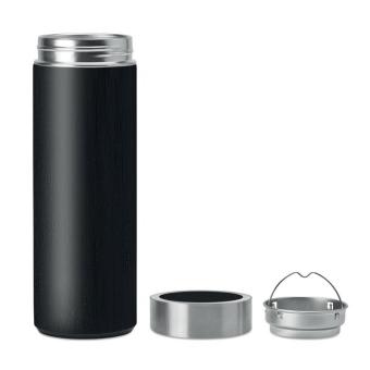 BATUMI Double wall bamboo flask 400ml Black