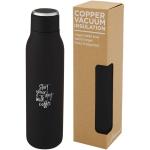 Marka 600 ml copper vacuum insulated bottle with metal loop Black