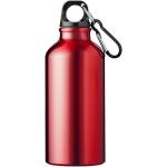 Oregon 400 ml RCS certified recycled aluminium water bottle with carabiner Red