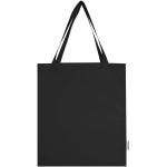 Madras 140 g/m² GRS recycled cotton gusset tote bag Black