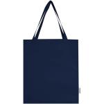 Madras 140 g/m² GRS recycled cotton gusset tote bag Navy