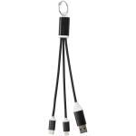 Metal 4-in-1 recycled aluminium charging cable with keychain Black