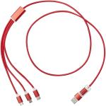 Versatile 5-1 recycled aluminium charging cable Red