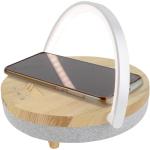 Prixton 4-in-1 10W Bluetooth® speaker with LED light and wireless charging base Timber