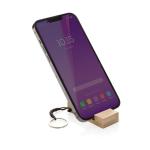 XD Collection Standkey bamboo keychain phone stand Brown