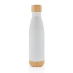 XD Collection Vacuum stainless steel bottle with bamboo lid and bottom White