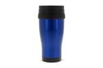 Double walled coffee mug metal 350ml Aztec blue