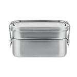 DOUBLE CHAN Lunchbox aus Edelstahl Silber matt