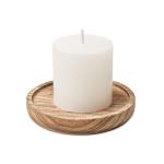 PENTAS Candle on round wooden base 