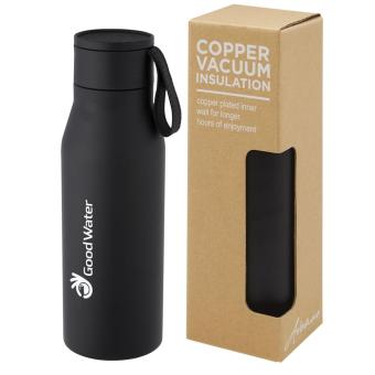 Ljungan 500 ml Kupfer-Vakuum Isolierflasche mit PU Kunststoffband und Deckel Schwarz