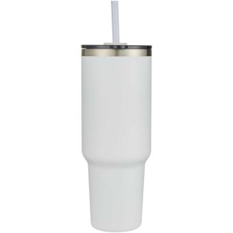 Sydney 1200 ml double wall RCS certified copper vacuum insulated tumbler with straw White