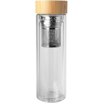 Bailey 400 ml Flasche aus Borosilikatglas mit Infuser und Bambusdeckel Transparent