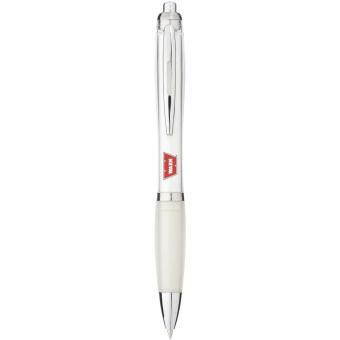 Nash ballpoint pen with coloured barrel and grip, white White,transparent