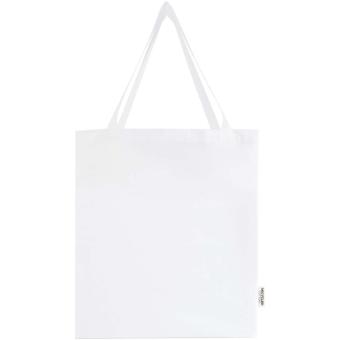 Madras 140 g/m² GRS recycled cotton gusset tote bag White