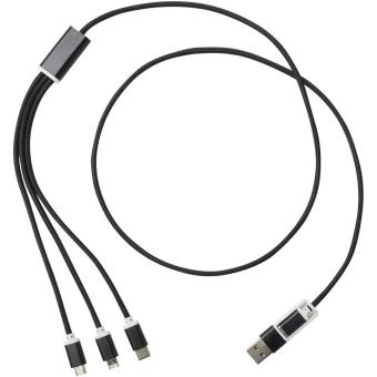 Versatile 5-1 recycled aluminium charging cable Black