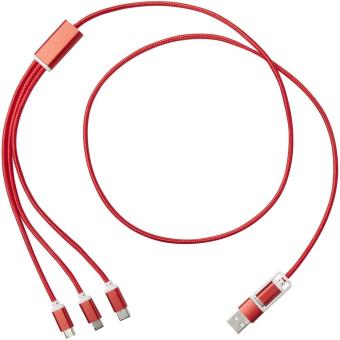 Versatile 5-1 recycled aluminium charging cable Red