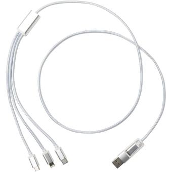 Versatile 5-1 recycled aluminium charging cable Silver