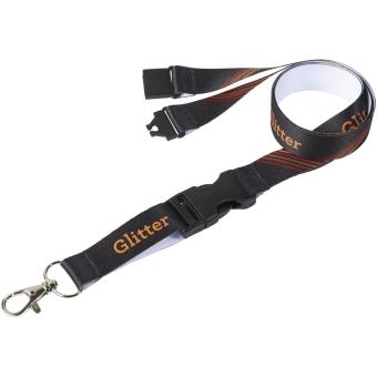 Balta sublimation lanyard with safety breakaway and buckle, black/white Black/white | 10mm