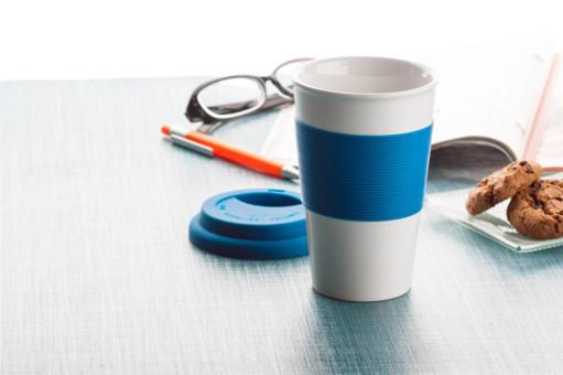 Soft Touch Coffee-To-Go-Becher Blau/weiß