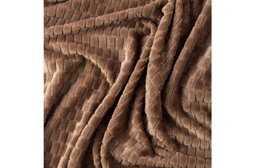 Kosta Linnewafveri Fleece Plaid Jaquard 130x170 cm Light brown