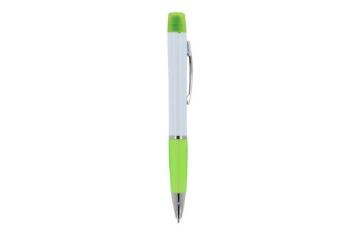 Ball pen Hawaii with tri-colour highlighter White/green