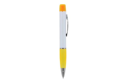 Ball pen Hawaii with tri-colour highlighter White/yellow