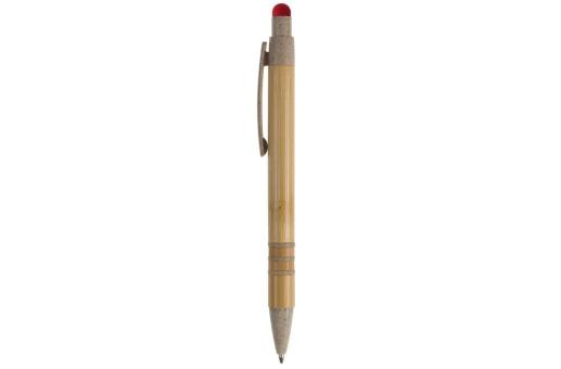 Ball pen bamboo and wheatstraw with stylus Red