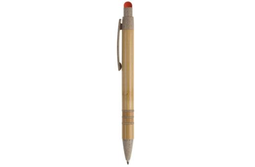 Ball pen bamboo and wheatstraw with stylus Orange