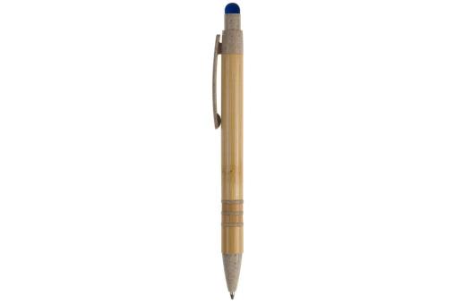 Kugelschreiber Bambus mit Touchpen und Weizenstroh Elementen Blau/beige