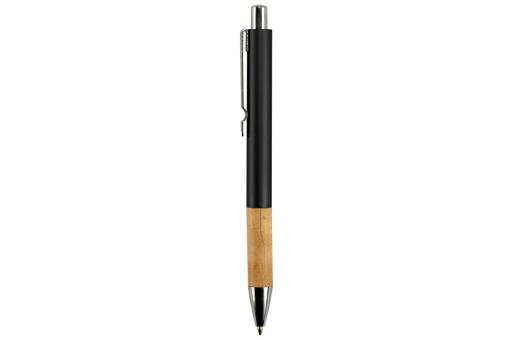 Metal pen with wooden grip Black