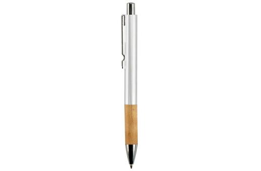 Metal pen with wooden grip Silver