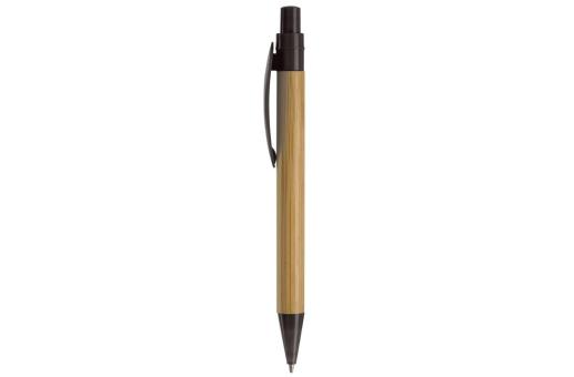 Bamboo pen with plastic leafclip Black