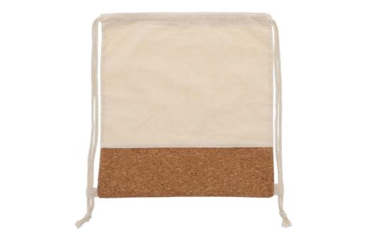 Drawstring bag Cork with cotton cords 38x41cm Ecru