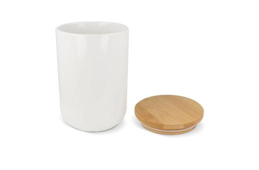 Canister Ceramic & Bamboo 900ml White