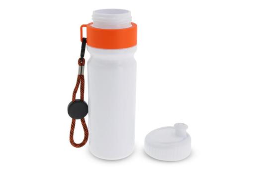 Sportflasche mit Rand und Kordel 750ml Orange/weiß