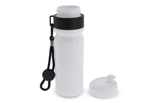 Sports bottle with edge and cord 750ml White/black