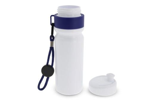 Sports bottle with edge and cord 750ml White/blue