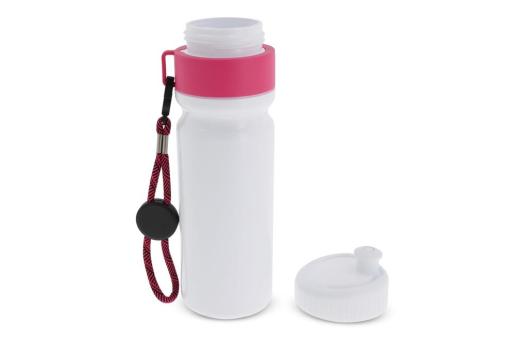 Sportflasche mit Rand und Kordel 750ml Rosa/weiß