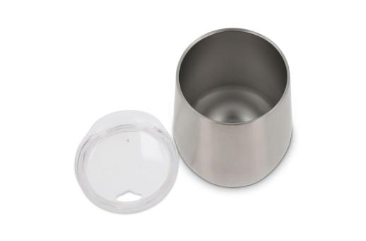 Double walled mug with lid 300ml Silver